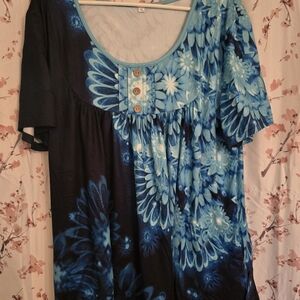 Blue Floral Women's Top